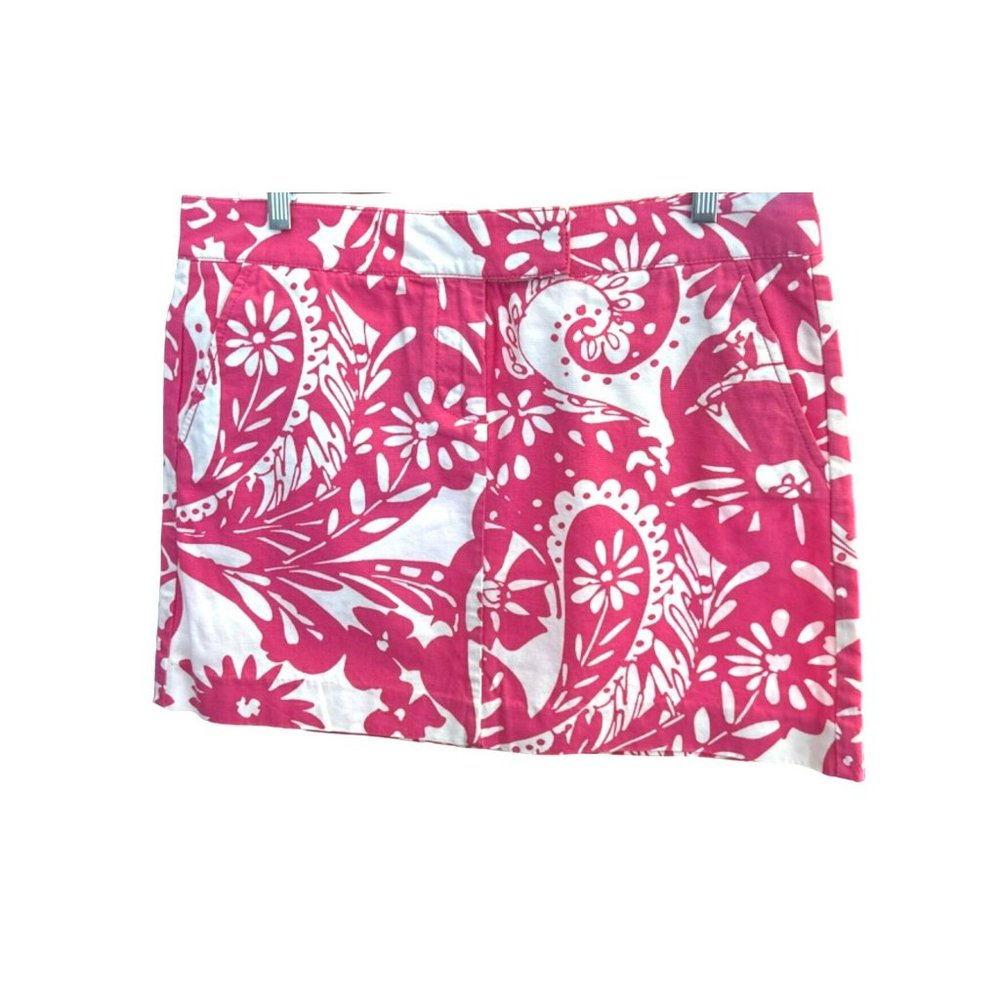 J Crew Women's Pink White Floral Mini Skirt Size 10 Preppy Style Summer
